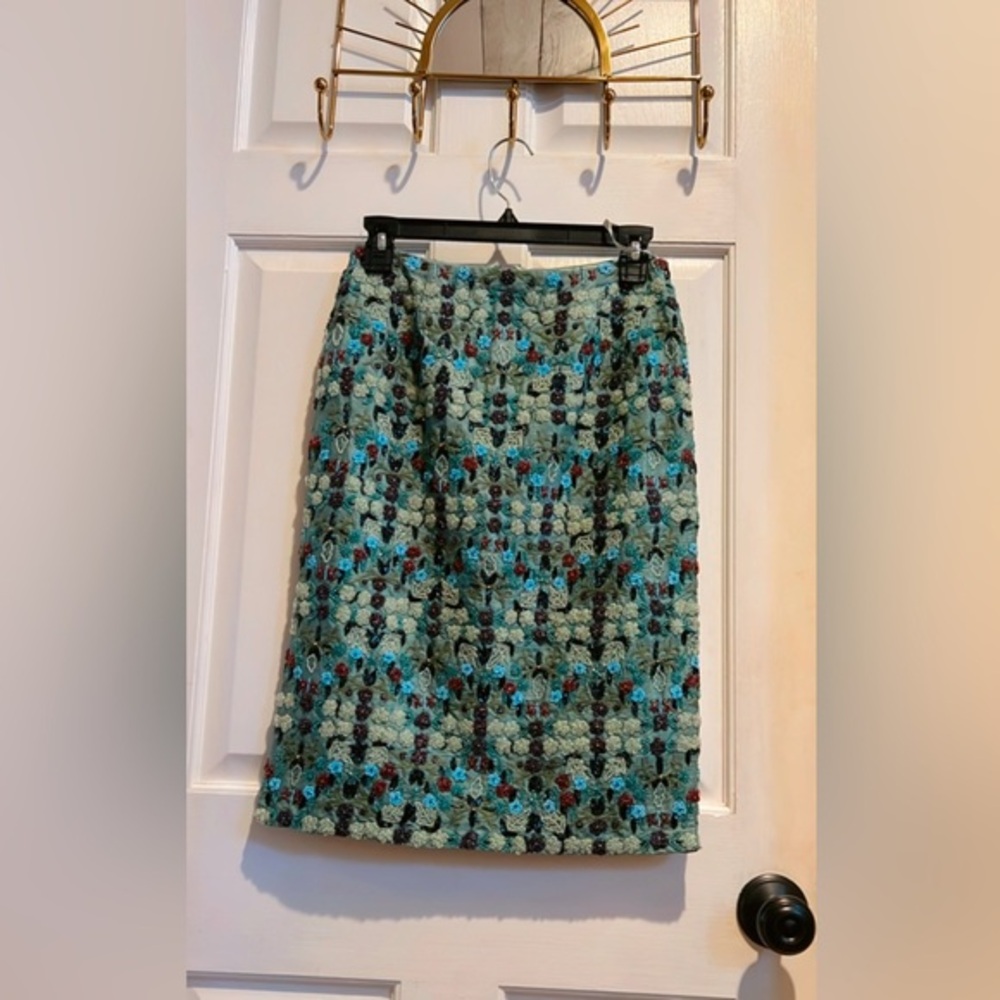 Emma Black Vintage Beaded  Skirt | Silk
Lined Floral Embellished Pencil Skirt